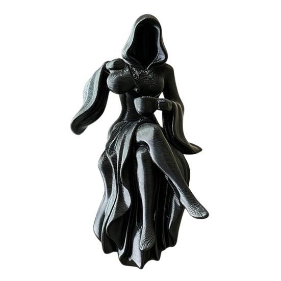 Gothic Hooded Reaper Lady Figurine 3D Printed Dark Fantasy Shelf Sitter 1 Pc
