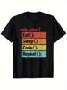 Eating, Sleeping, Repetitive Coding, Full-stack Programmers Software Developers T-shirt Unisex Cotton Casual Short-sleeved Sh...