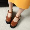 Mary Jane Shoes Thick Heel High Heel College Style Small Leather Shoes Niche Design Sense Thick Sole Single Shoes Women Fat Feet Wide Feet Women Shoes