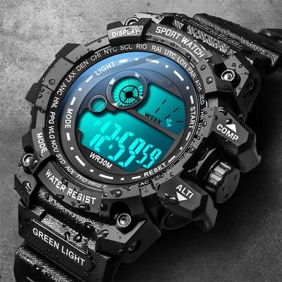 Ceas Sport Electronic Luminous Stil Coreean pentru Băieți - Rezistent la Apă și Design Trendy pentru Studenți.