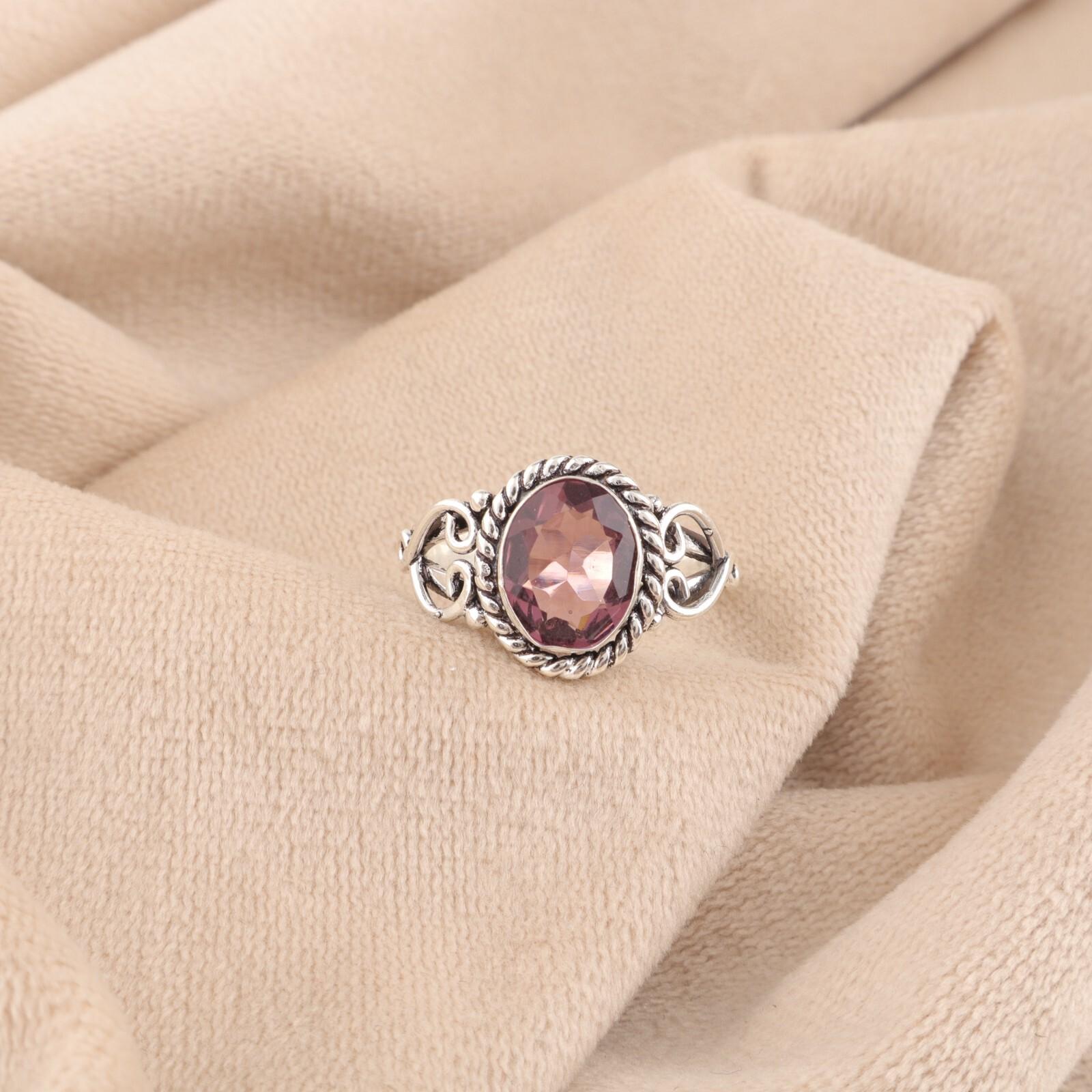 

Натуральный камень родолит, серебро 925 пробы, ювелирное изделие ручной работы, кольцо обещания RR-8-48 10