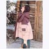 Splicing contrasting color puffs long short down jackets women's winter new lazy white duck down bread clothes