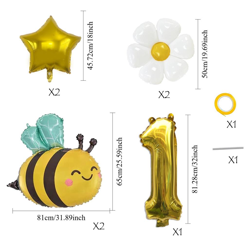 Cute Bee Daisy Aluminum Film Balloon Set Birthday Party Balloon Carnival Scene Arrangement Balloon