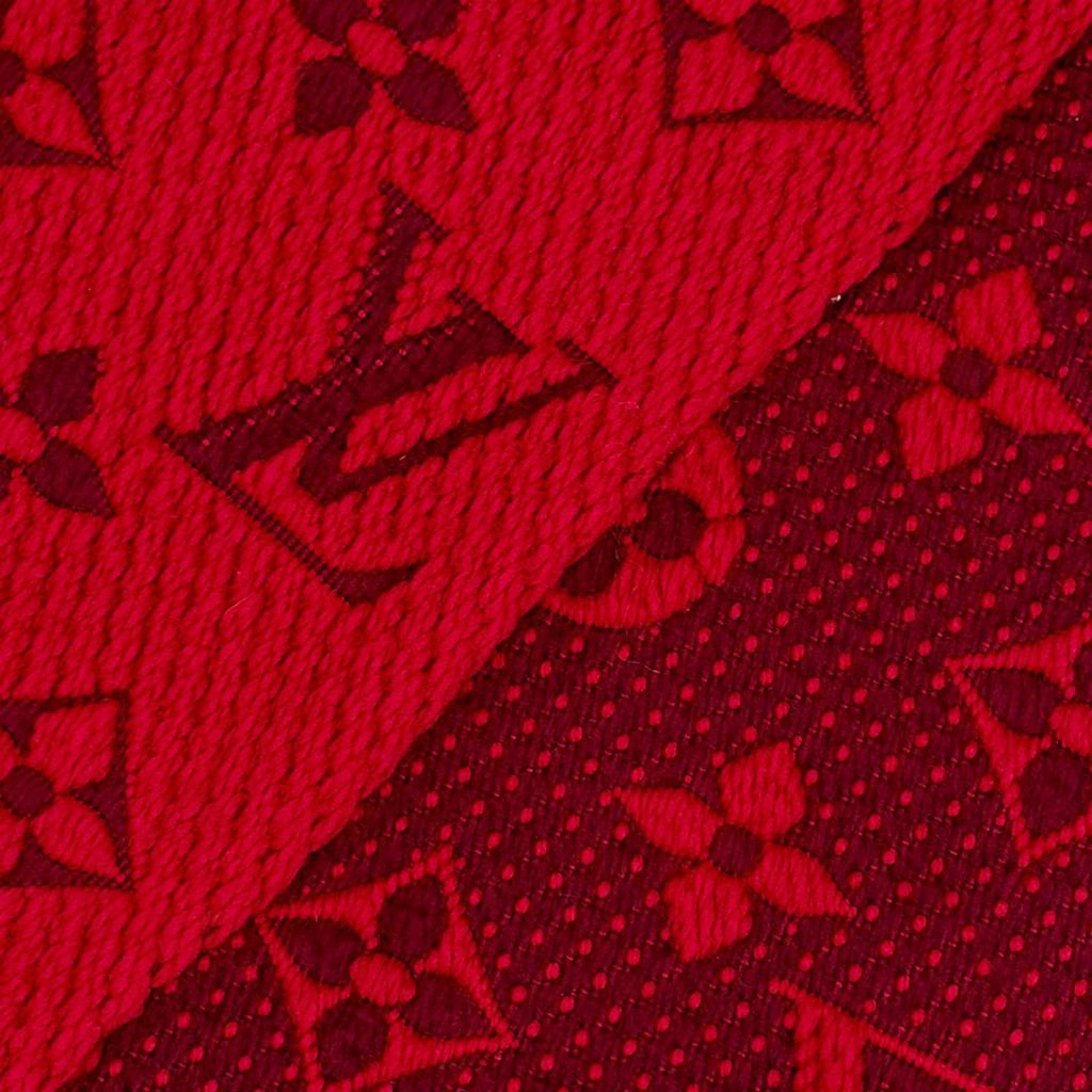 Great LOUIS VUITTON Scarf Escalp Logo Mania Monogram fringe wool Women M72432 Used