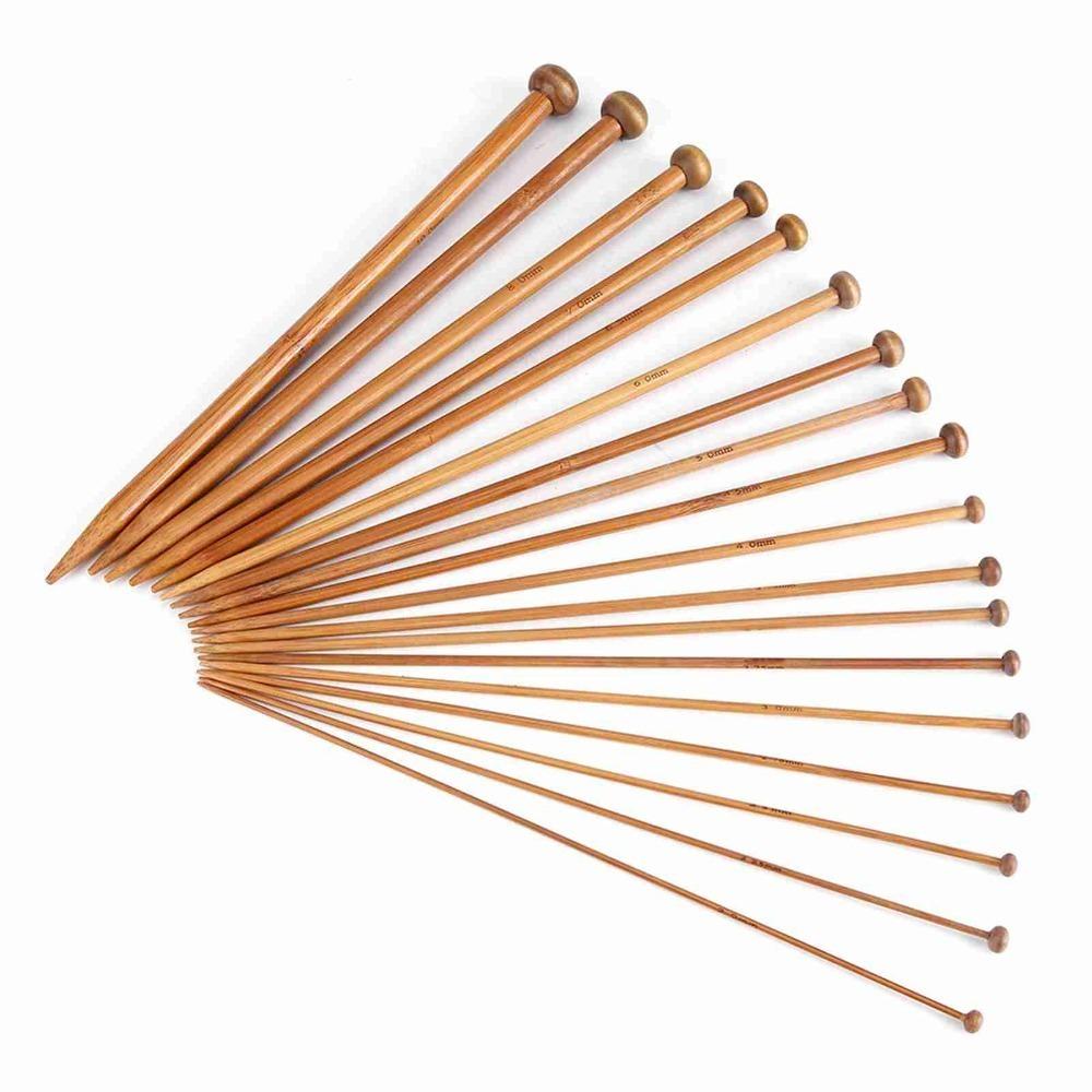 36PCS 18 Sizes Knitting Needles Set 9 Inches Length Single Pointed Carbonized Knitting Supplies