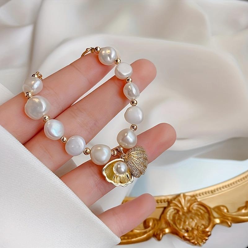 Baroque Freshwater Pearl Bracelet French Temperament Versatile Shell Bracelet High-end Light Luxury Opal Jewelry