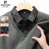 Pierre Cardin Men's Plush Faux Two-Piece Long Sleeve T-Shirt