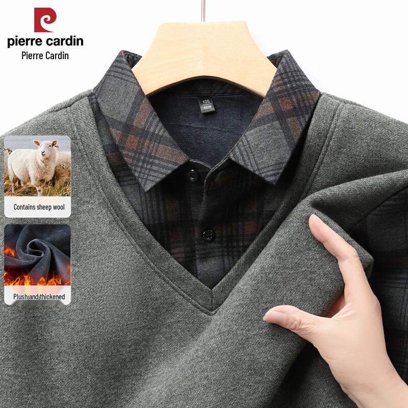 Pierre Cardin Men's Plush Faux Two-Piece Long Sleeve T-Shirt