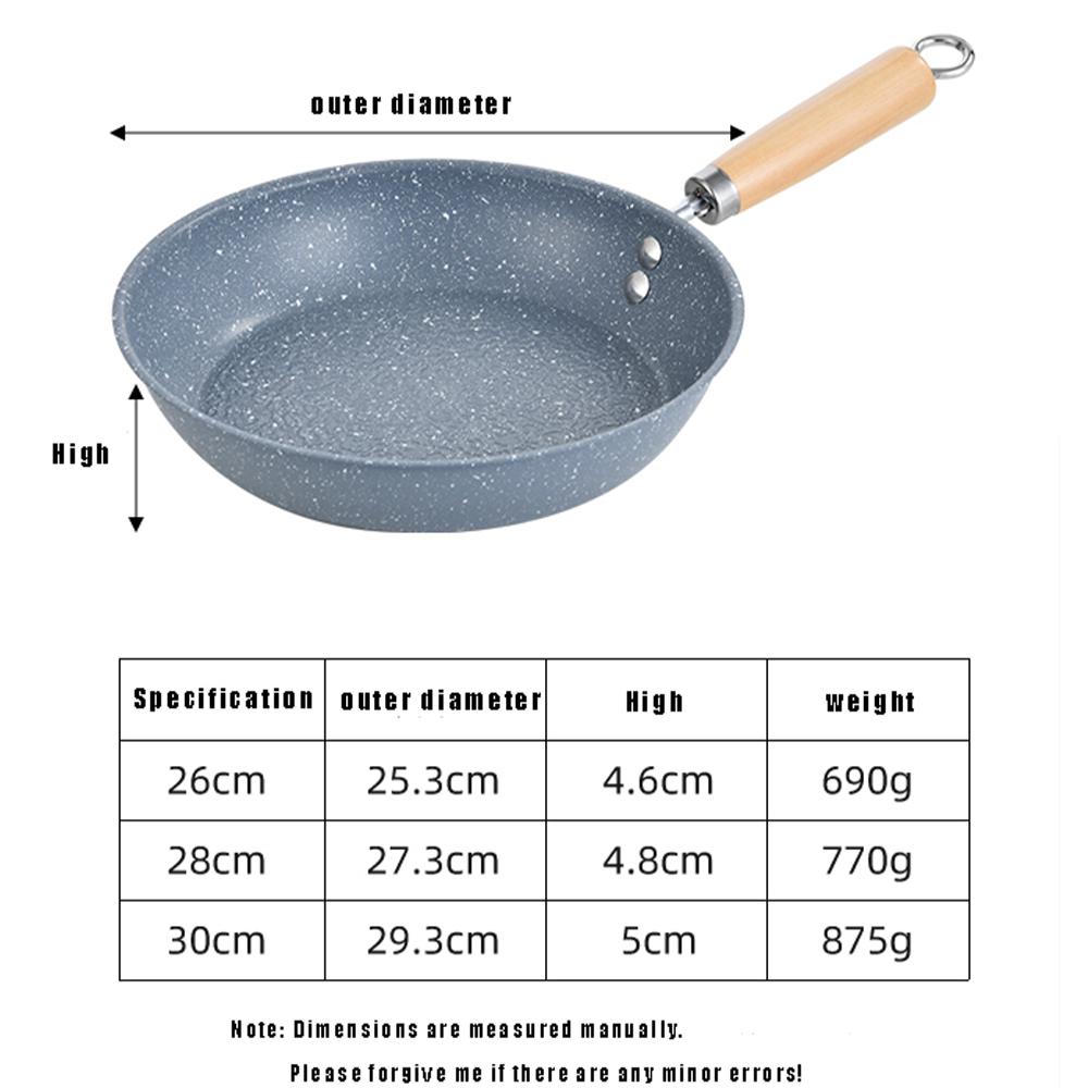 Durable Stone Frying Pan30/28/26/cm Wok Non-stick Pan Skillet Cauldron Induction Cooker Pans Pancake Egg Gas Stove Home