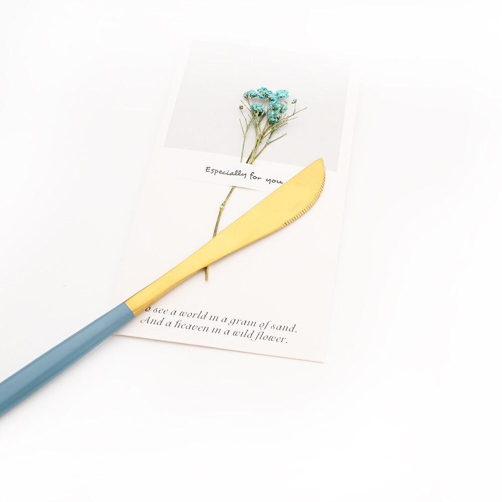 Furculiță Linguriță Cuțit Bețișoare Set de tacâmuri Blue Gold Set din oțel inoxidabil 304 linguriță Argintărie Set de veselă pentru cină Dropshipping