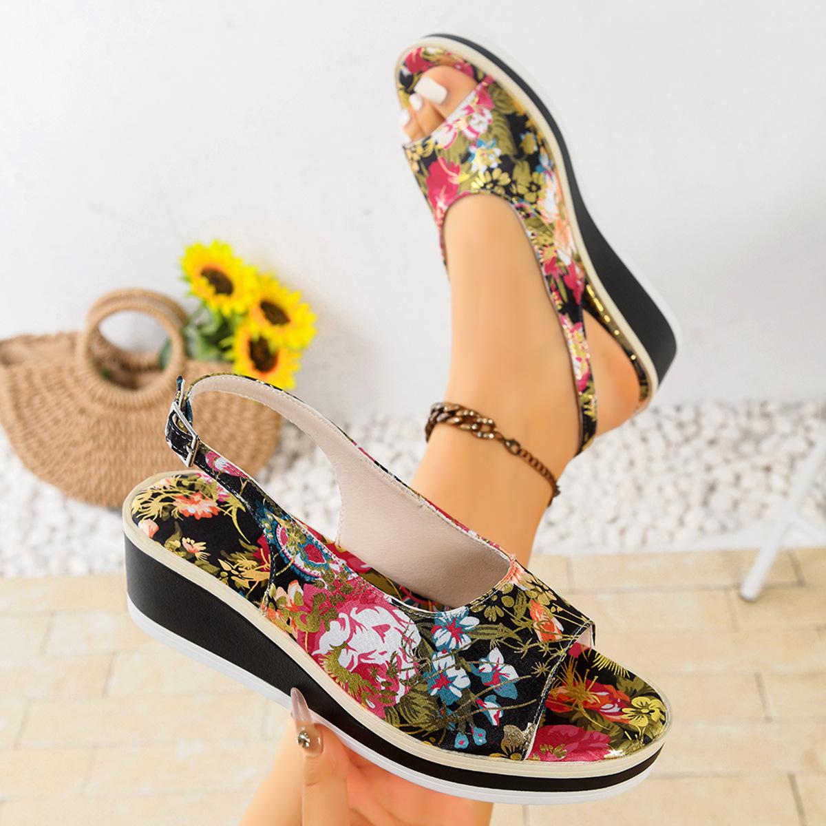 Pegged Heels, Thick-soled Shoes, Hollowed-out Shoes, Sandals, Women s Shoes 36 чёрный
