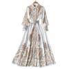 Women Long Sleeve Printed Bohemia Casual Vacation Midi A Line Dress