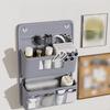1PC Closet Versatile Gray Wall-Mounted Storage Organizer Multi-Compartment Fabric Hanging Bag with Viewing Window Hooks for Offi