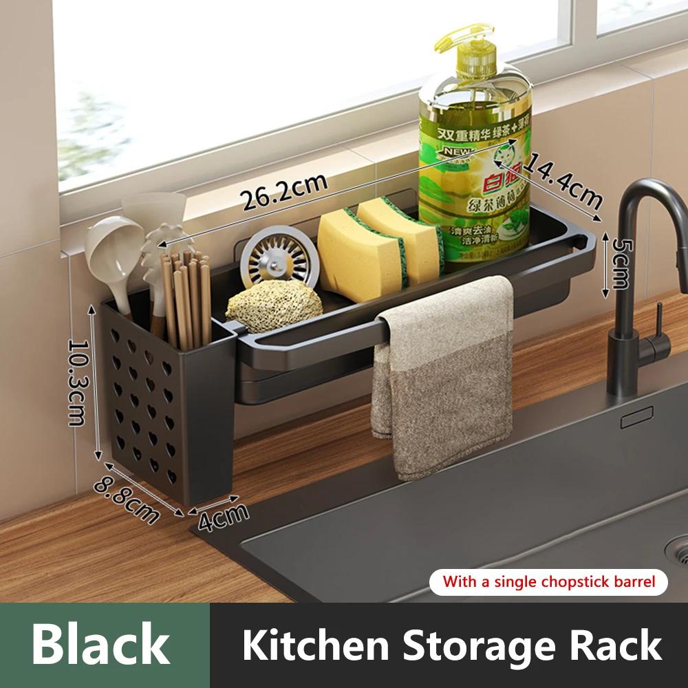 Kitchen Sink Organizer Drain Rack Self-draining Shelf Sponge Holder Dishcloth Faucet Storage Soap Drainer Kitchen Accessories