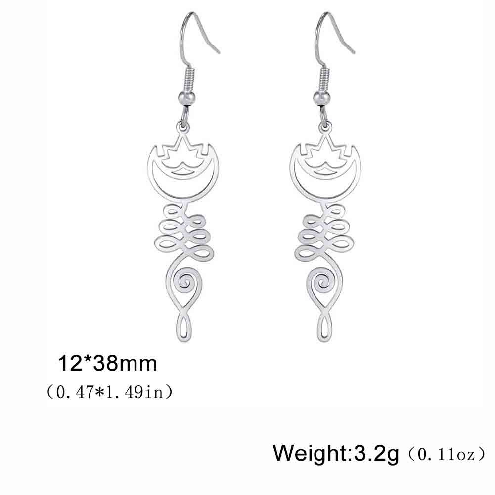 Unalome Lotus Flower Dangle Earrings Stainless Steel Yoga Buddhism Pendant Drop Earring Spiritual Jewelry Gift for Women