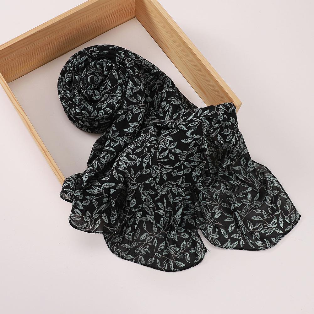 New Printed Hijabs Shawl Bubble Chiffon Hijabs Woman Design Flower Shawls Muslim Scarves Headscarf Wraps Turbans Long Scarves