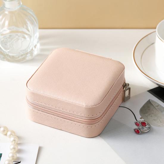 Mini Jewelry Storage Box, PU Leather Compact Jewelry Organizer, Soft Velvet Shockproof Jewelry Case for Rings Earrings
