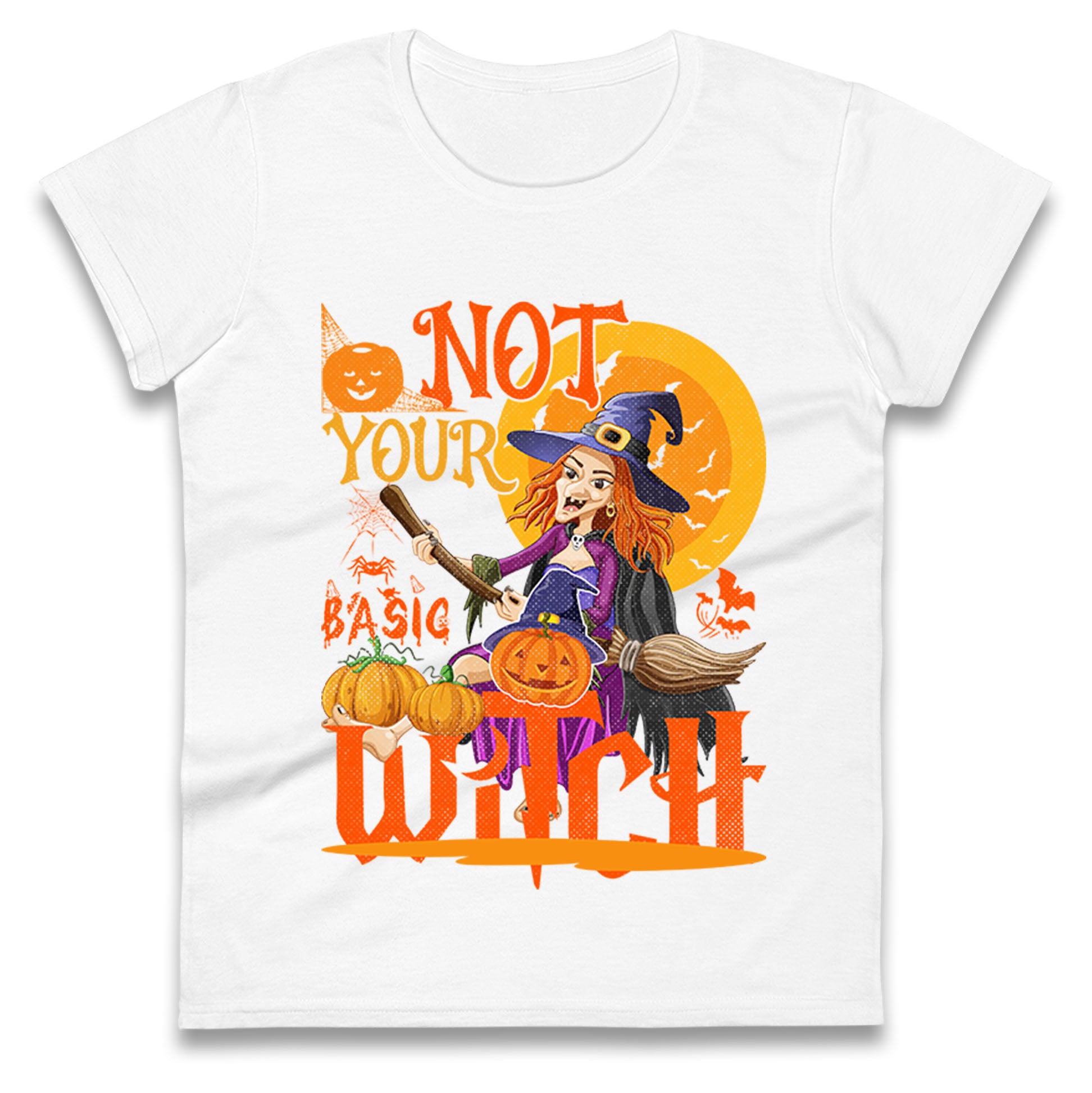 Not Your Basic Witch Halloween Party Womens T Shirt Mens Tops Tees Unisex M
