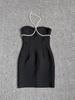 Women's European & American Halter Strapless Diamond Chain Bodycon Evening Dress