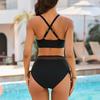 Bikini cu inserții de plasă europene și americane - Costum de baie sexy de damă, cu efect de slăbire, din două piese