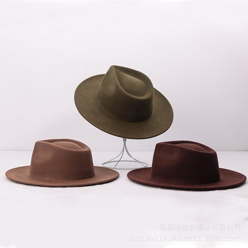 Autumn and winter fashion jazz top multi-color wool top hat daily travel photo concave wool felt hat women