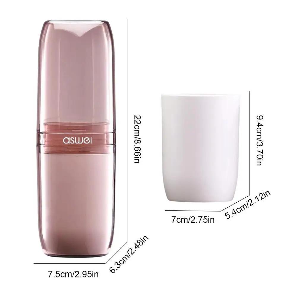 4 Pcs Travel Storage Cup Travel Portable Toothbrush Cup Home Dental Cylinder Toothbrush Storage Box Travel Home Wash Set