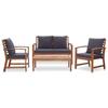 Garden Lounge Set with Cushions 4 Piece Solid Acacia Wood