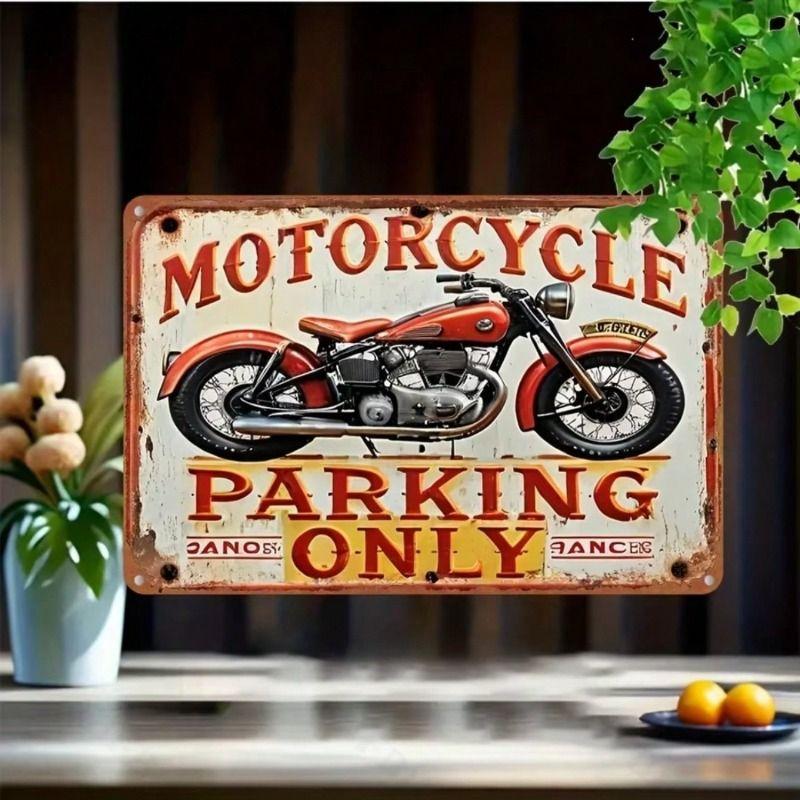 

Vintage Metal Sign Motorcycle Parking Only Wall Decor