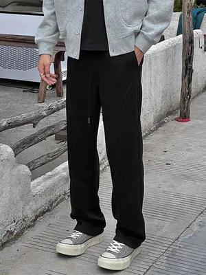 Men's Retro Deconstructed Scimitar Sweatpants, Cleanfit Loose Casual Long Pants for Spring and Autumn