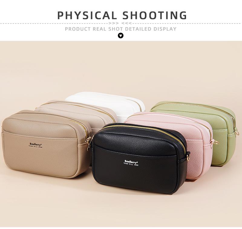 Damska torba crossbody o dużej pojemności - Wzór liczi, Jednolity kolor, Wszechstronna mini torebka na telefon