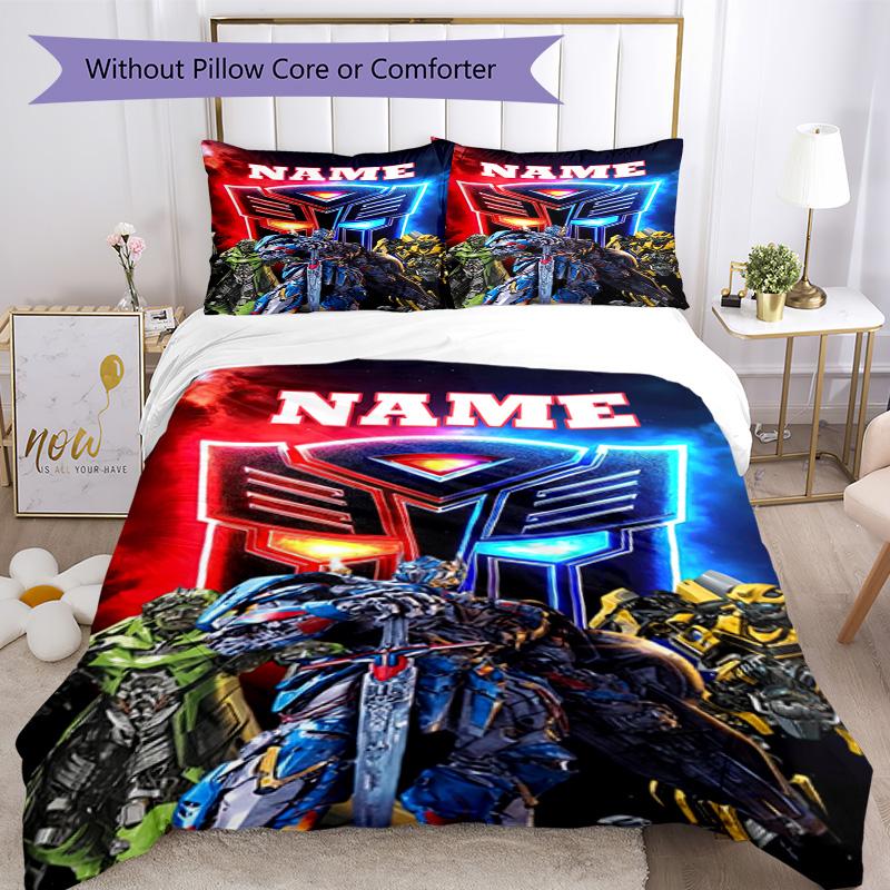 Love Transformers (2) Customize Your Name Bedding Set Breathable Duvet Cover with Pillowcases Home Decoration Birthday Gift