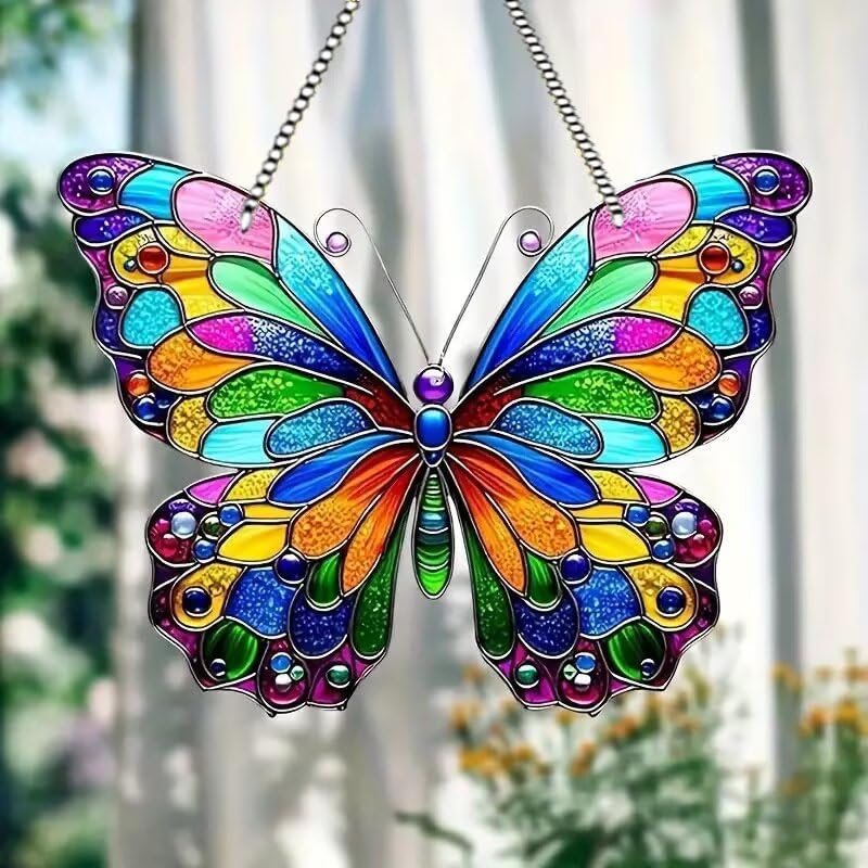 Monstera Plant Colorful Acrylic Hanging Ornament Suncatcher - Effect Glass Imitation Window Hanging Decor, Vivid Garden & Home Ornament, Ideal Gift