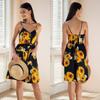 Stylish Summer Women's Backless Dress With Button Detail And V Neckline In Beige And Blue