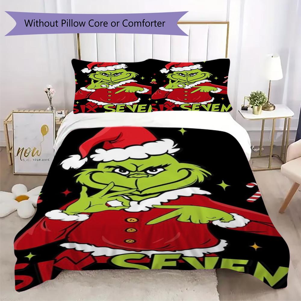 Merry Grinchmas Holiday Joy Threepiece Set Without Core 1 Duvet Cover 2 Pillowcase Without Core Duvet Cover And Pillowcase