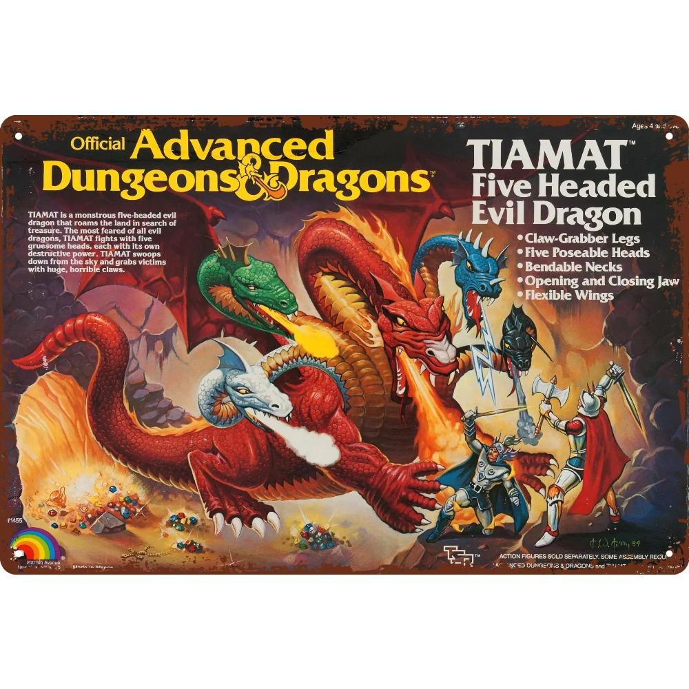 Vintage Dungeons Dragons Tiamat Dragon Metal Tin Sign x Retro Man Cave Wall Decor Art Perfect for Home Decor Gifts