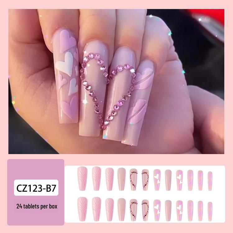 Long T-Point Diamond Jelly Glue False Nails - Press-On Nail Art Tips
