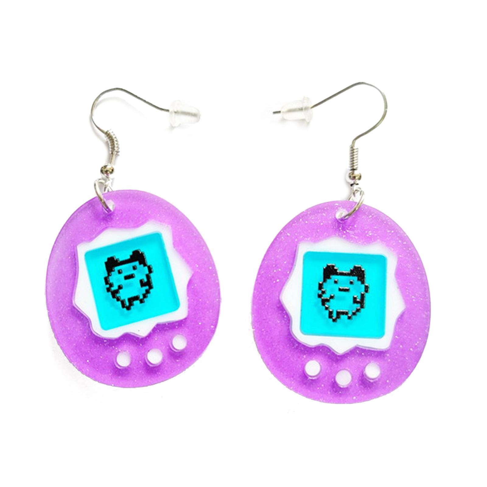 

1 Pair Acrylic Jewellery Women s Fashion Earrings Egg Shaped Electronic Pet Pendant Earrings Birthday Gift for Girls 1