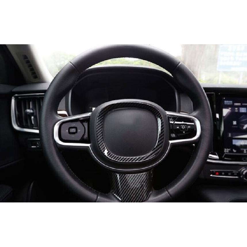 For Volvo XC90 2016- ABS Carbon Fiber Steering Wheel Cover Panel Trim 1PCS
