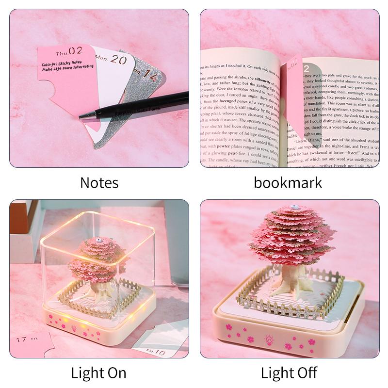 Time Piece Calendar 2026 Desk Calendar With Led Light 3D Tear-Away Calendar Paper Carving Art Memo Pad Notepad Gift Christmas