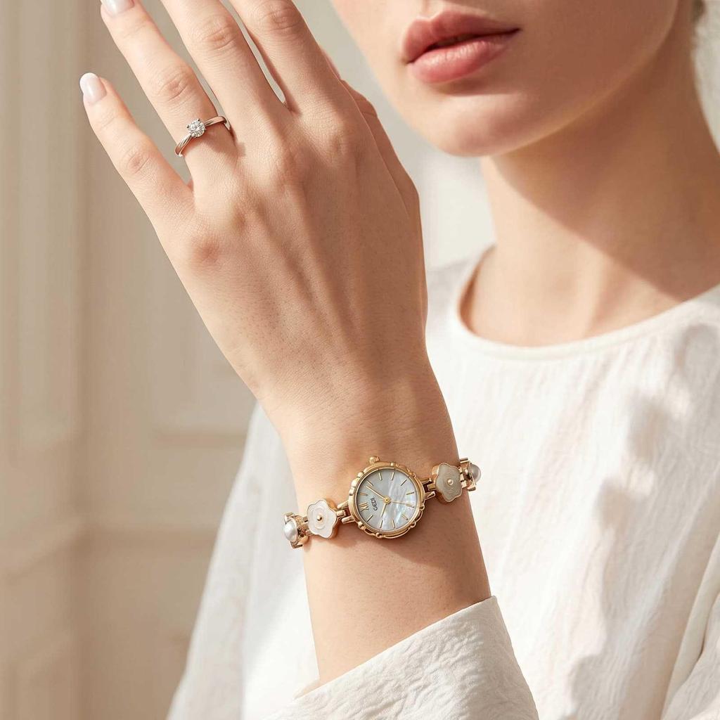 Gedi Rose Mother-of-Pearl Women's Quartz Watch - Niche Design, Waterproof, Elegant for Daily Commute