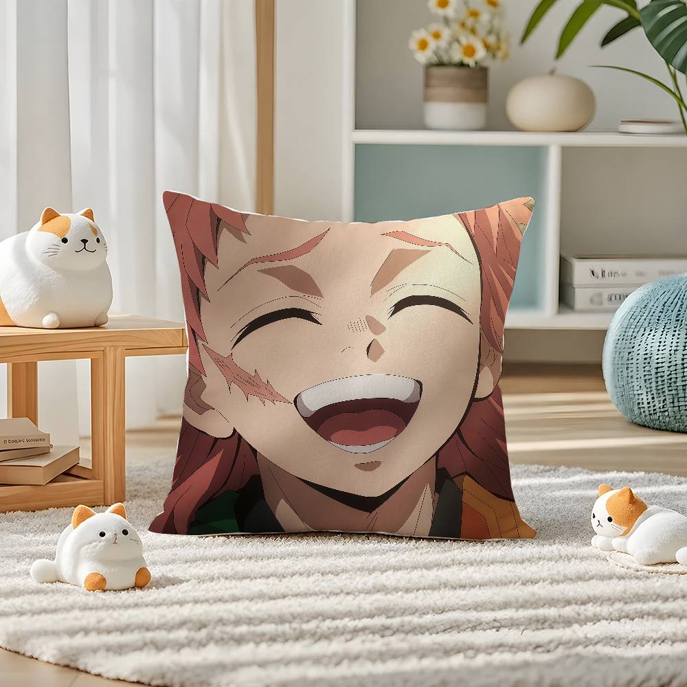 Demon Slayer Swordsmith Village Arc Anime Plush Pillow Cover Soft Short Plush Cushion Cover For Sofa Bedroom Home Decor Gift