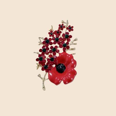 European Poppy Flower Brooch: Exquisite Women's Suit Pin