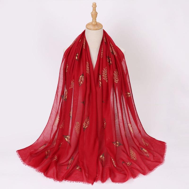 Ethnic Style Gold Foil Printed Scarf Soft Polyester Women S Fashion Scarf