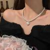 Elegant Faux Pearls Necklace Elegant  Lovely Heart Pendant Neckchain