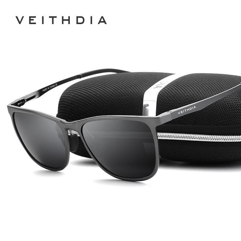 VEITHDIA Marca Alumínio Magnésio Óculos de Sol Masculinos Lentes Polarizadas Óculos de Sol Vintage Para Homens