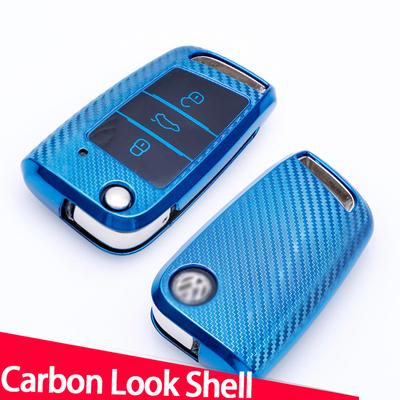 Carbon Pattern TPU Car Key Holder Case Cover for Volkswagen VW Golf 7 Mk7 Seat Ibiza Leon FR 2 Altea Aztec Skoda Octavia A7
