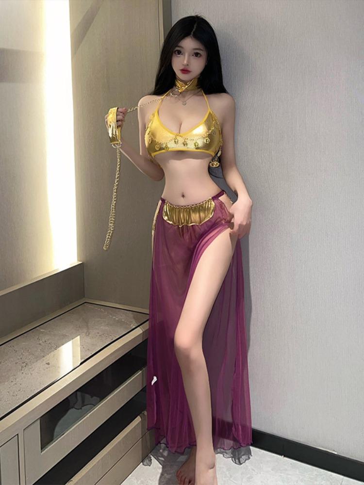 Exotic Bar Party Green Hanfu Lingerie Sexy Princess Women Chiffon Temptation Erotic Uniform Ancient Dance Stage Cosplay Costumes