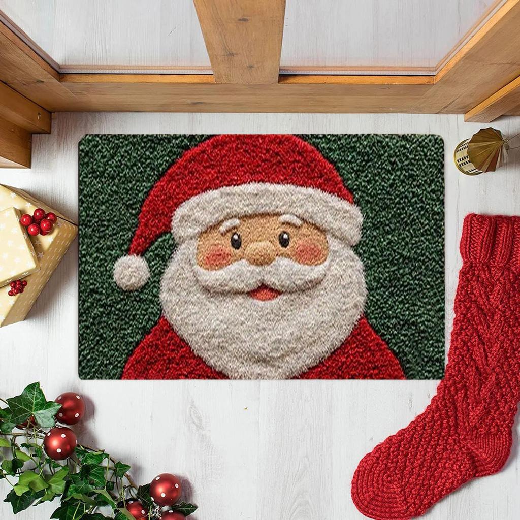 2025 Christmas Bath Rugs Anti-slip Santa Claus Bath Mat Bathroom Door plush bath rug For Home Kitchen Festival Decoration