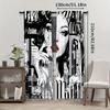 2pcs Fashion Woman Portrait Curtains Modern Art Print Blue Eyes Red Lips Abstract Design Polyester Window Drapes for Living Room