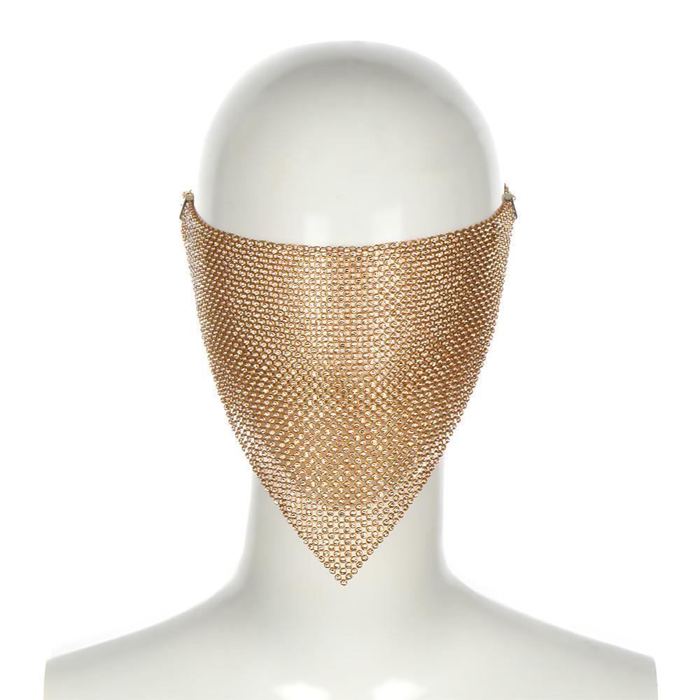 Bling Reticulated Rhinestone Night Club Party Adult Face Mask Vintage Trendy Crystal Mouth Mask Popular Dance Exotic Veil Masks